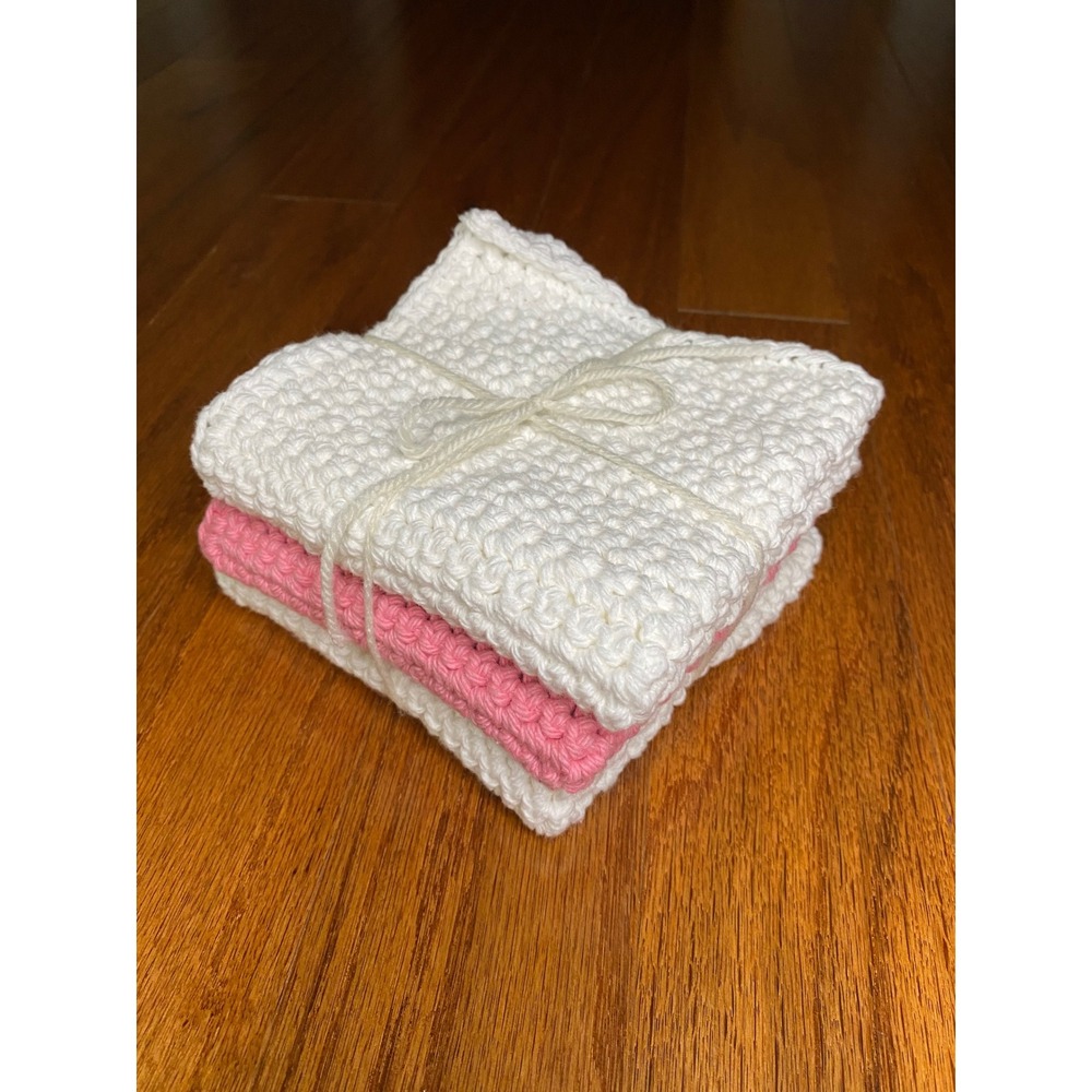 Set of 3 Handmade Crochet‎ Washcloths